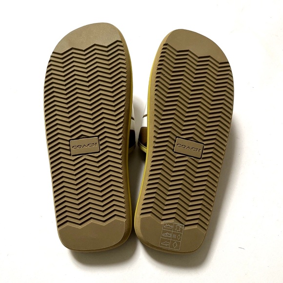 NWOB COACH Sport Slide Size 8 Rubber Pool Beach CA326 Brown Green Leather - Picture 9 of 10